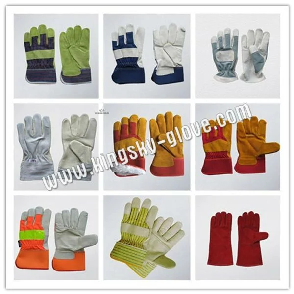 Red Color Cow Split Leather Safety Work Gloves for Welding Industry (6504. RD)