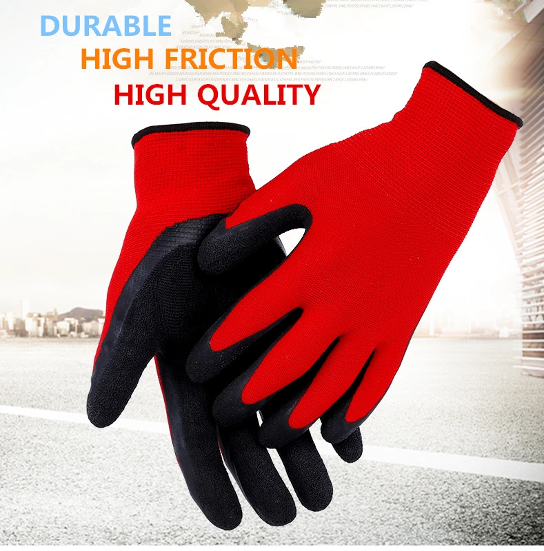 En388 Latex Wrinkled Coated Safety Work Gloves for Gardening Household